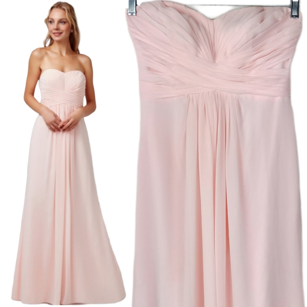 David's Bridal Bridesmaid Strapless Long Dress